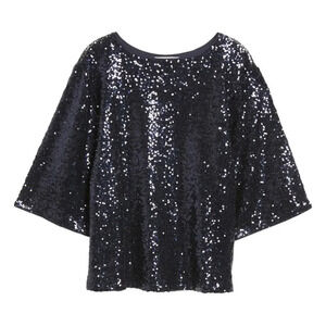NWT Chelsea28 Black Sequin Crewneck Top XS